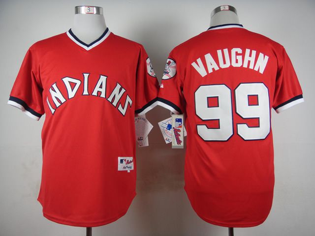 Men Cleveland Indians #99 Vaughn Red 1974 MLB Jerseys